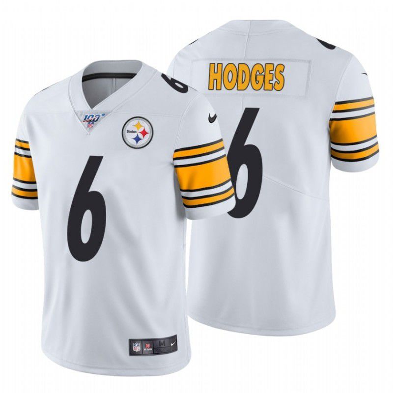 Men Pittsburgh Steelers 6 Devlin Hodges Nike White 100th Vapor Limited NFL Jersey